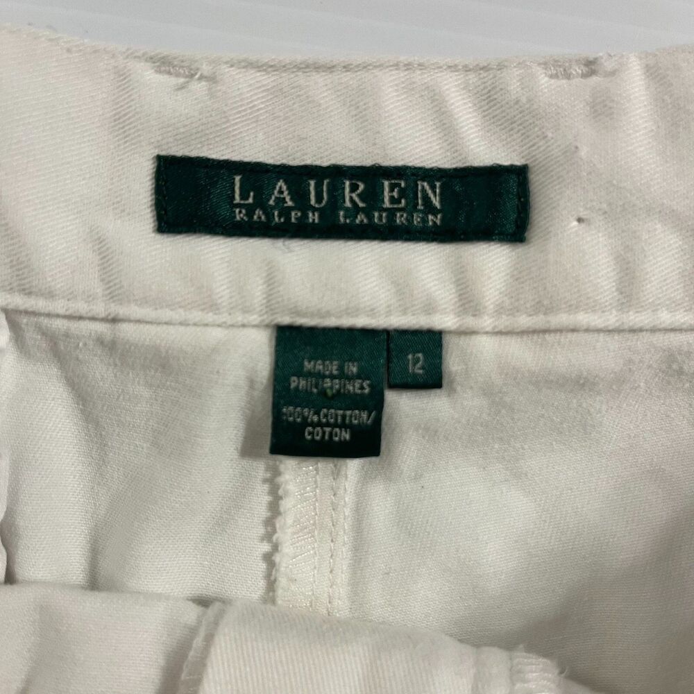 Lauren Ralph Lauren 100% Cotton White Shorts Sz 12 Women's Golf Casual Travel - Picture 2 of 8